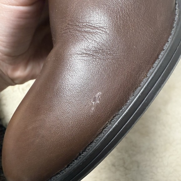 Lauren Ralph Lauren Marsha Ankle Boots Brown Sz 8.5B Leather Cross Strap Buckle - Picture 9 of 11